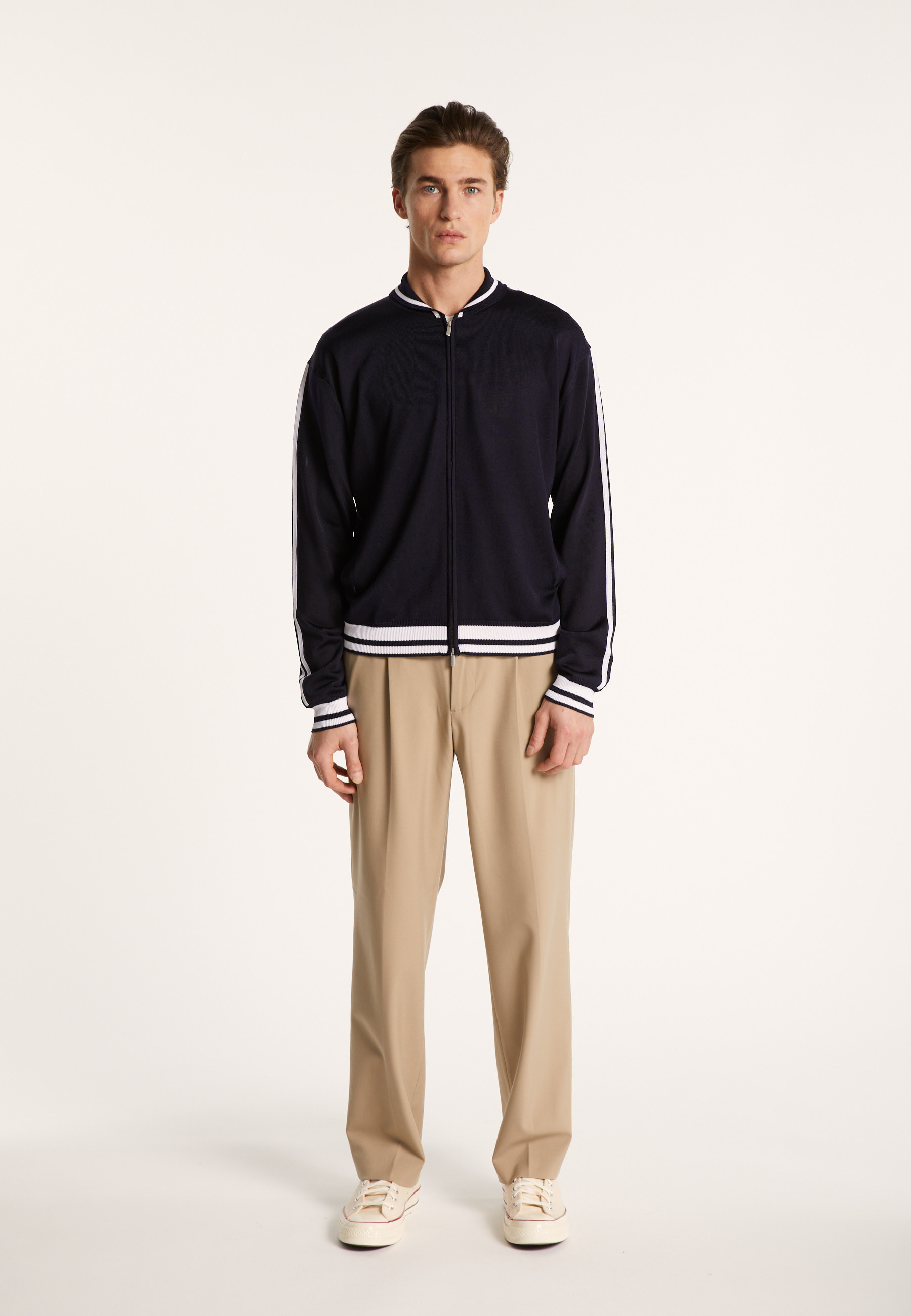 Gilet zippé en Fil Lumière - Paddy 7351 fusain/blanc - 83 Kaki