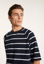 T-shirt en coton à rayures - Patrick 7360 blanc/rubis/sahara - 02 Blanc