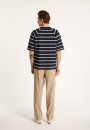 T-shirt en coton à rayures - Patrick 7360 blanc/rubis/sahara - 02 Blanc