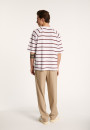 T-shirt en coton à rayures - Patrick 7360 blanc/rubis/sahara - 02 Blanc