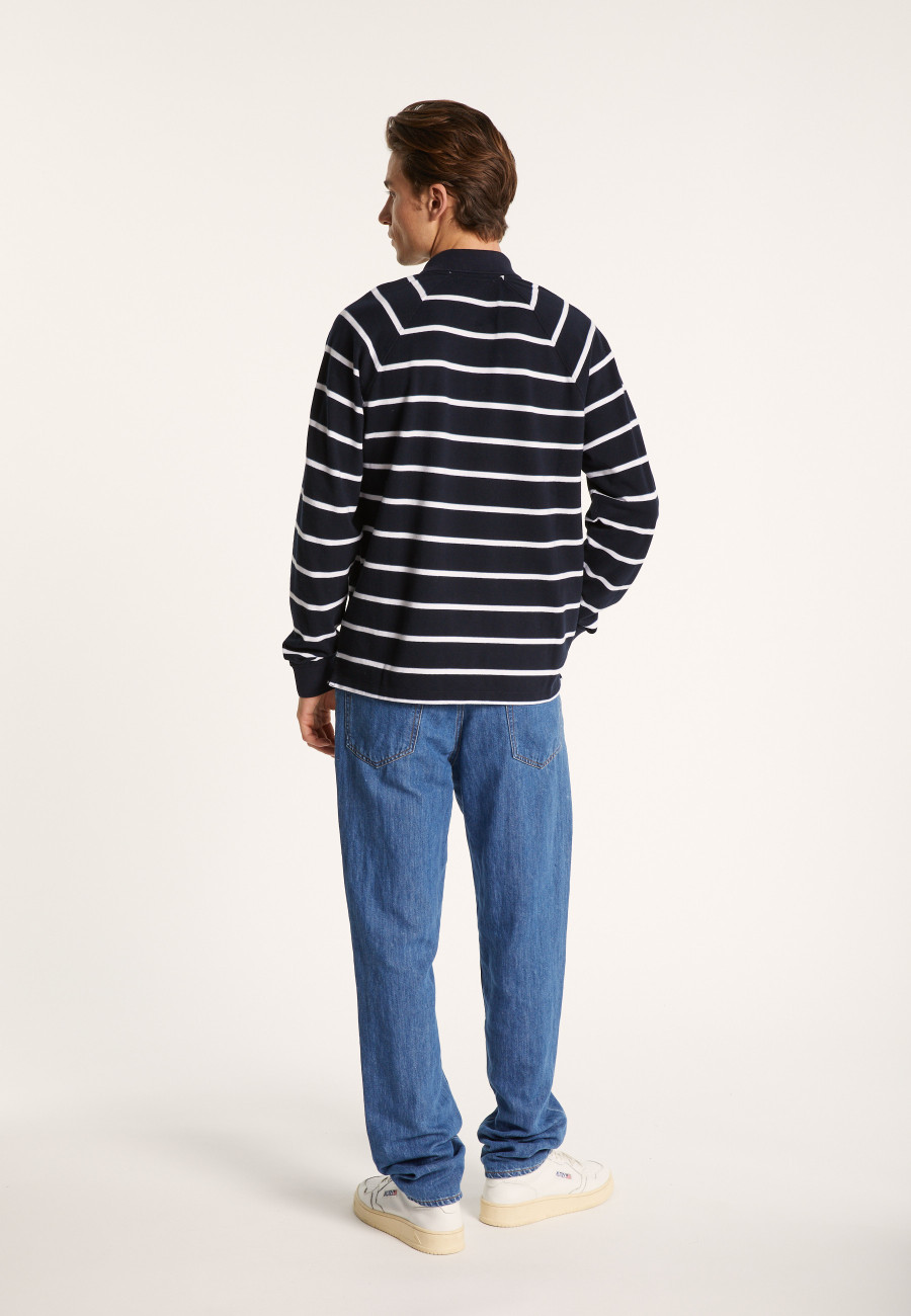 Long-sleeved striped cotton polo shirt - Pavell