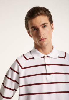 Long-sleeved striped cotton polo shirt - Pavel