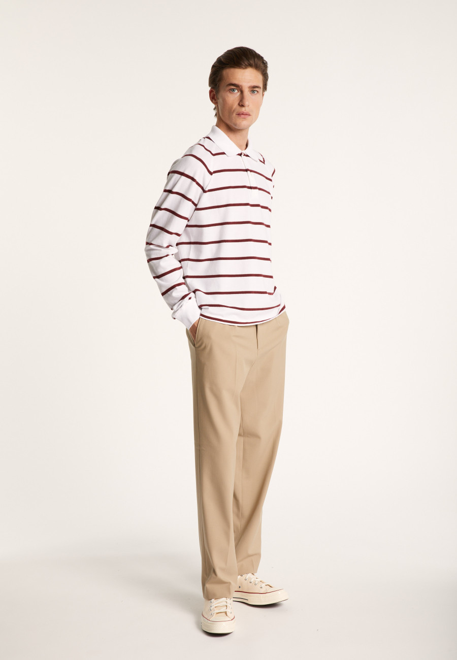 Long-sleeved striped cotton polo shirt - Pavell