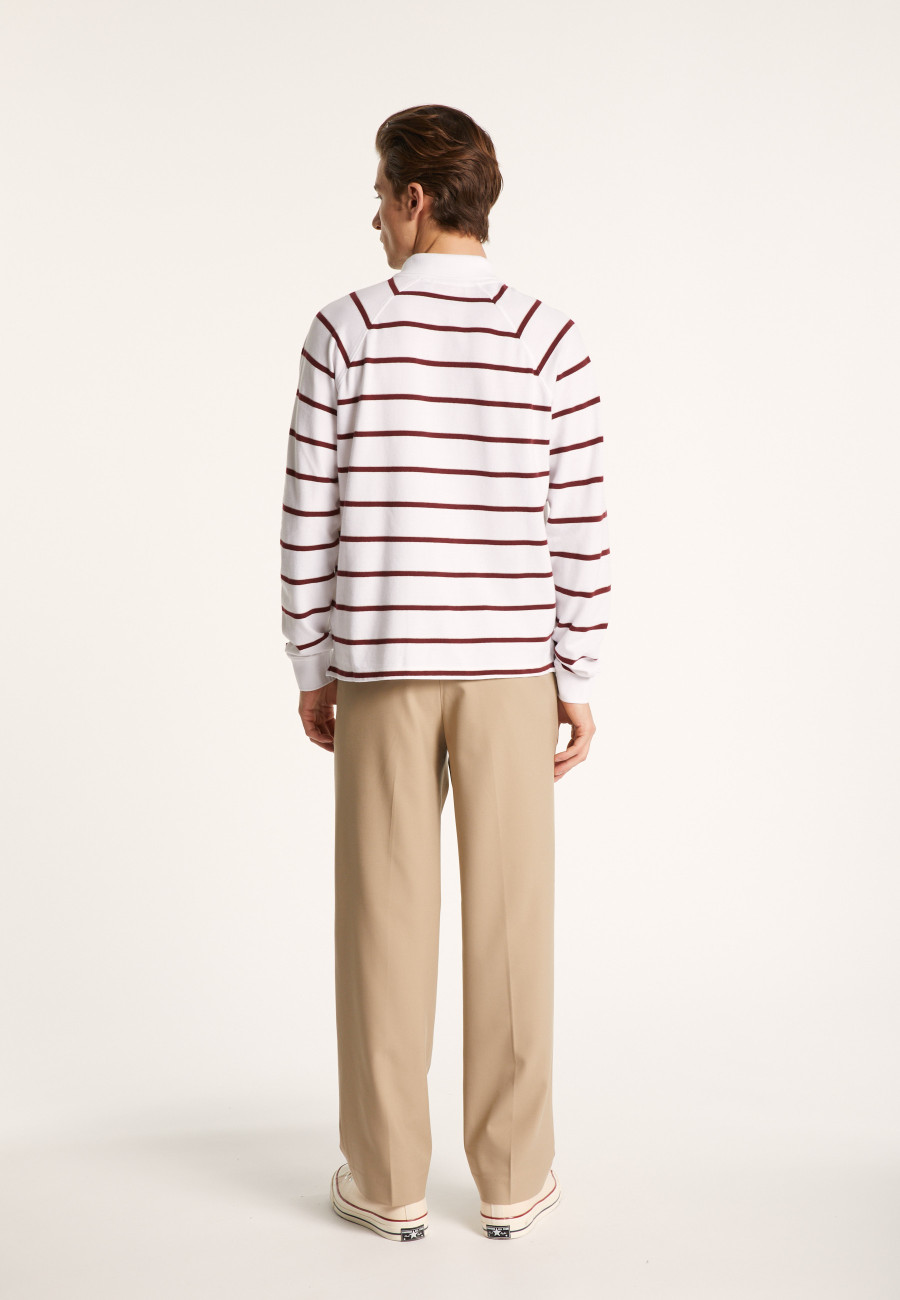Long-sleeved striped cotton polo shirt - Pavell