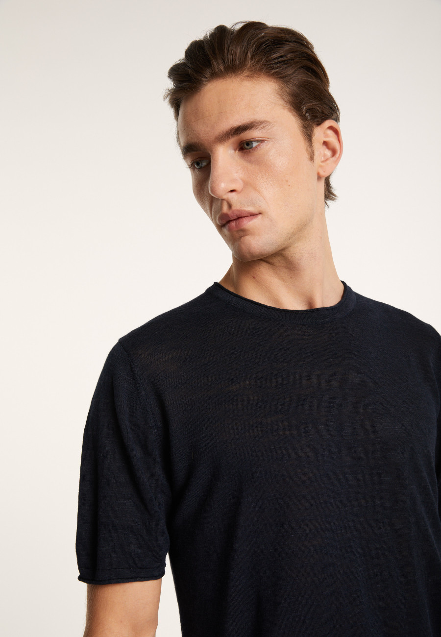 T-shirt col rond en lin flammé - Renaud