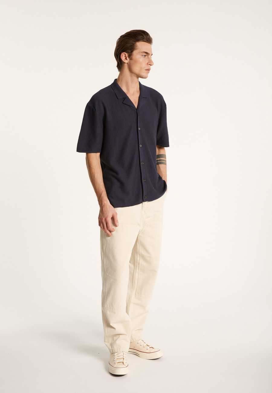 Short-sleeved cotton and linen shirt - Igino