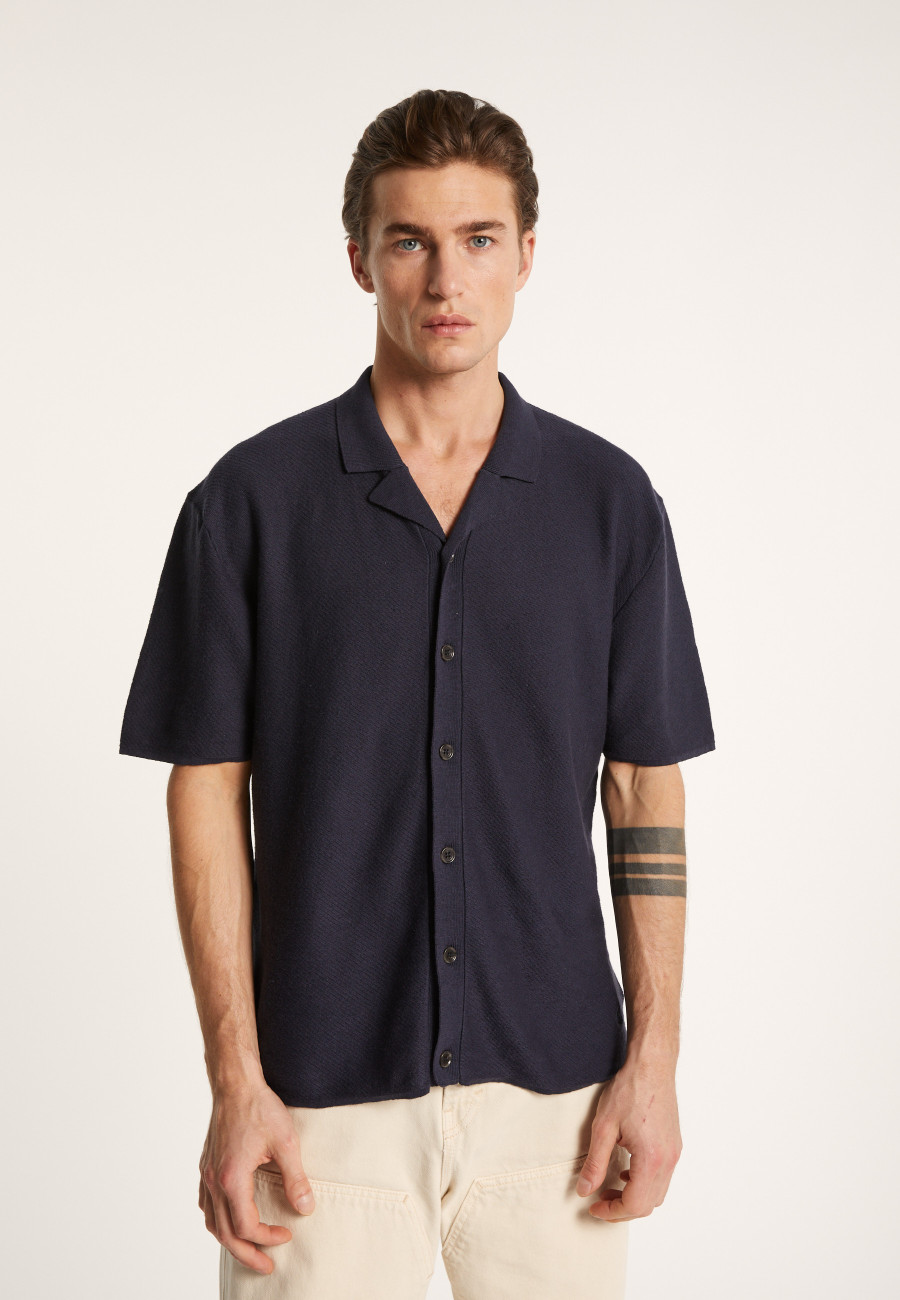 Short-sleeved cotton and linen shirt - Igino