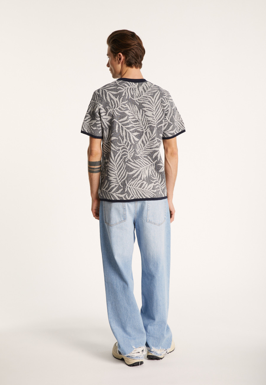 Round neck t-shirt with cotton linen blend pattern - Isham