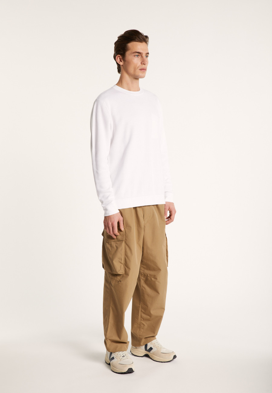 Round-neck sweater in slub cotton and linen - Isaia