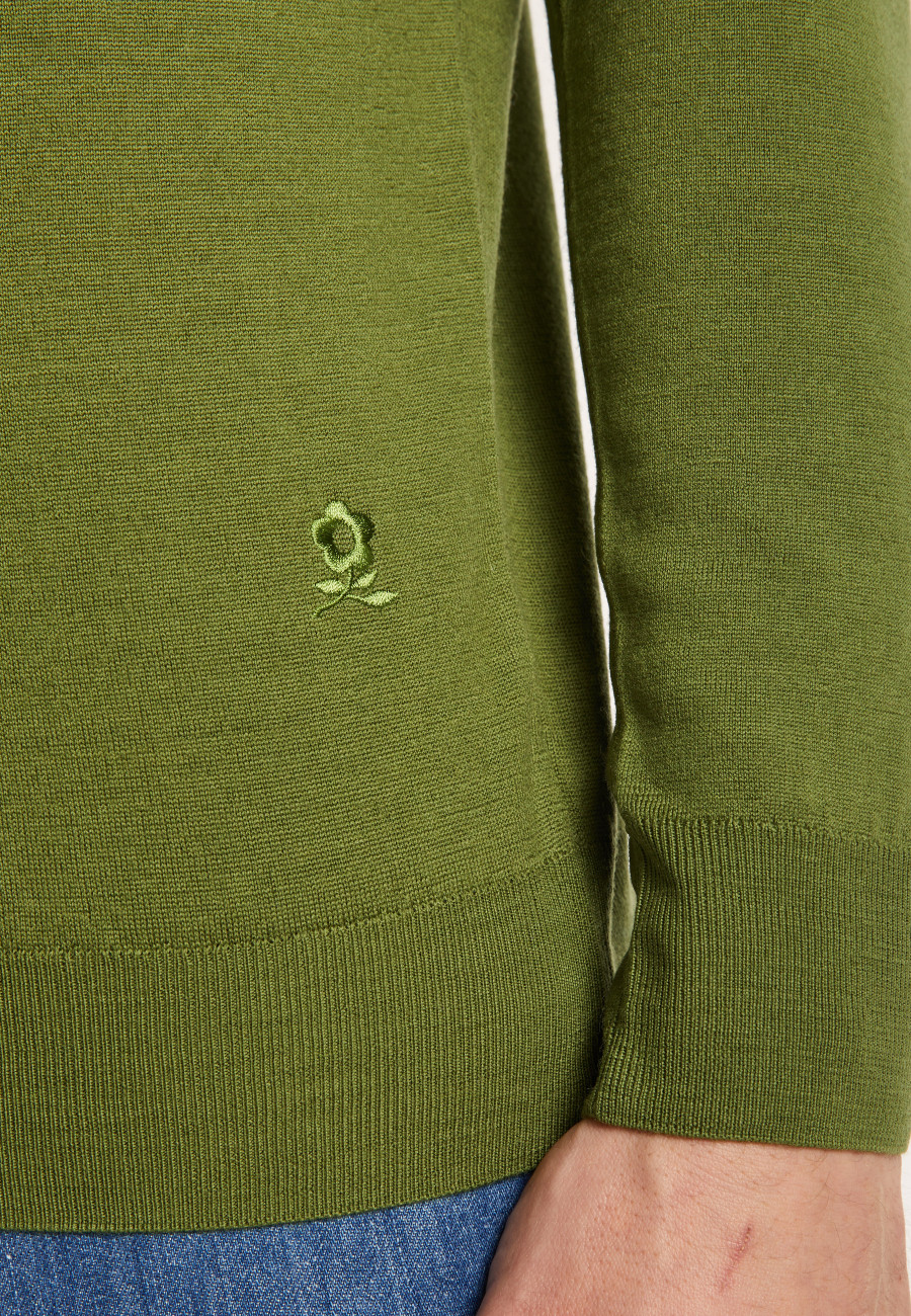 Suéter de lã merino com decote em V - Elmo