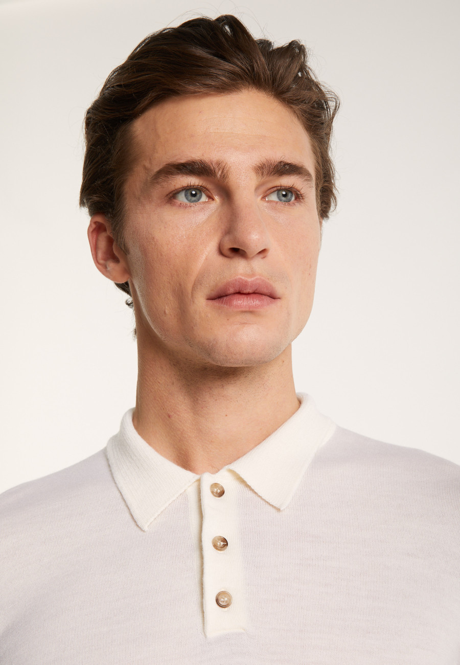 Long-sleeved merino wool polo shirt - Eni