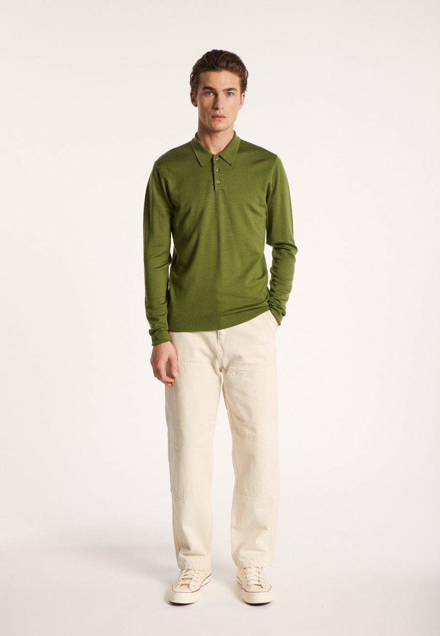 Long-sleeved merino wool polo shirt - Eni