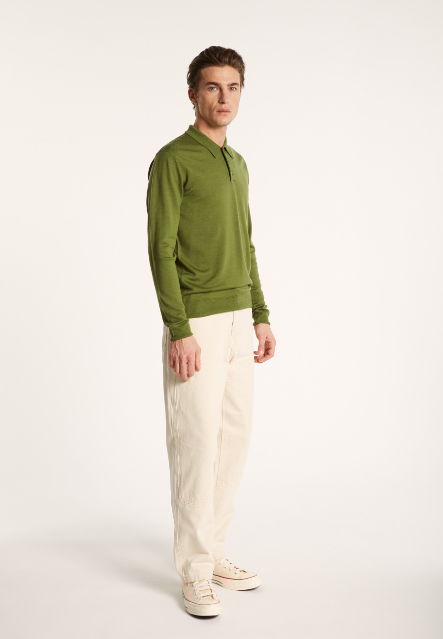 Long-sleeved merino wool polo shirt - Eni