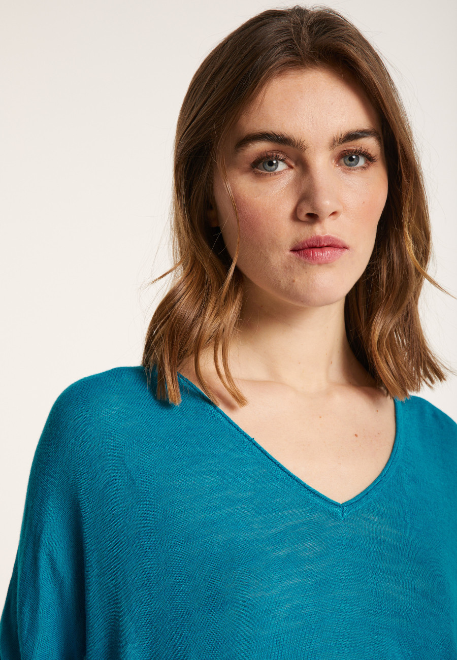 Camiseta folgada de linho com estampa slub - Balou