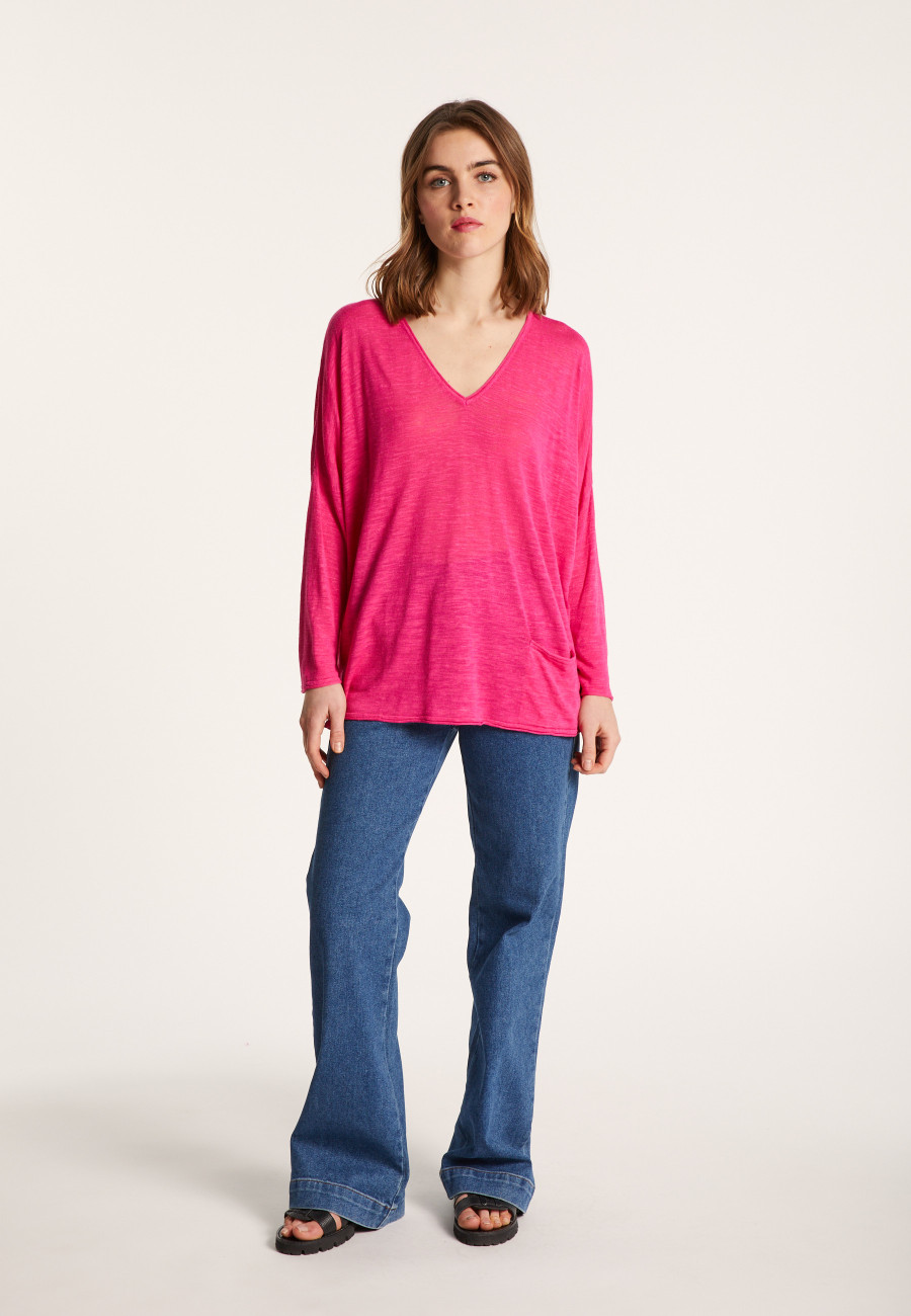 Camiseta folgada de linho com estampa slub - Balou