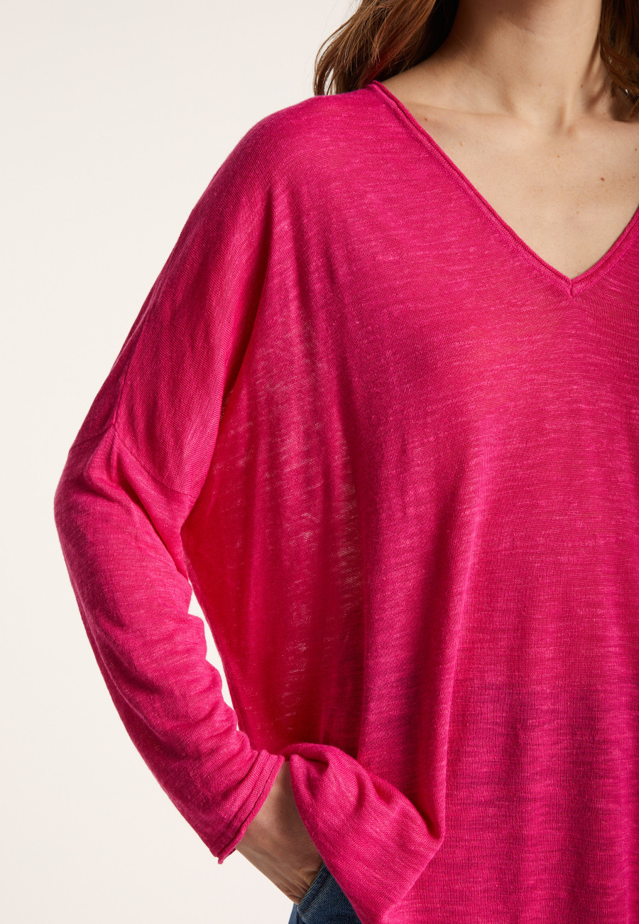 Camiseta folgada de linho com estampa slub - Balou