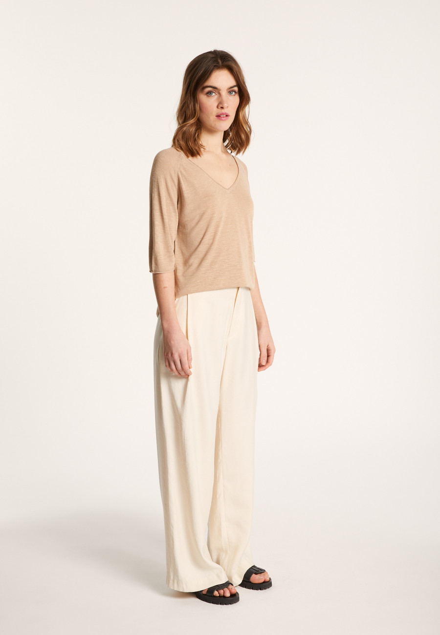 Flamed linen elbow sleeve t-shirt - Bonbon