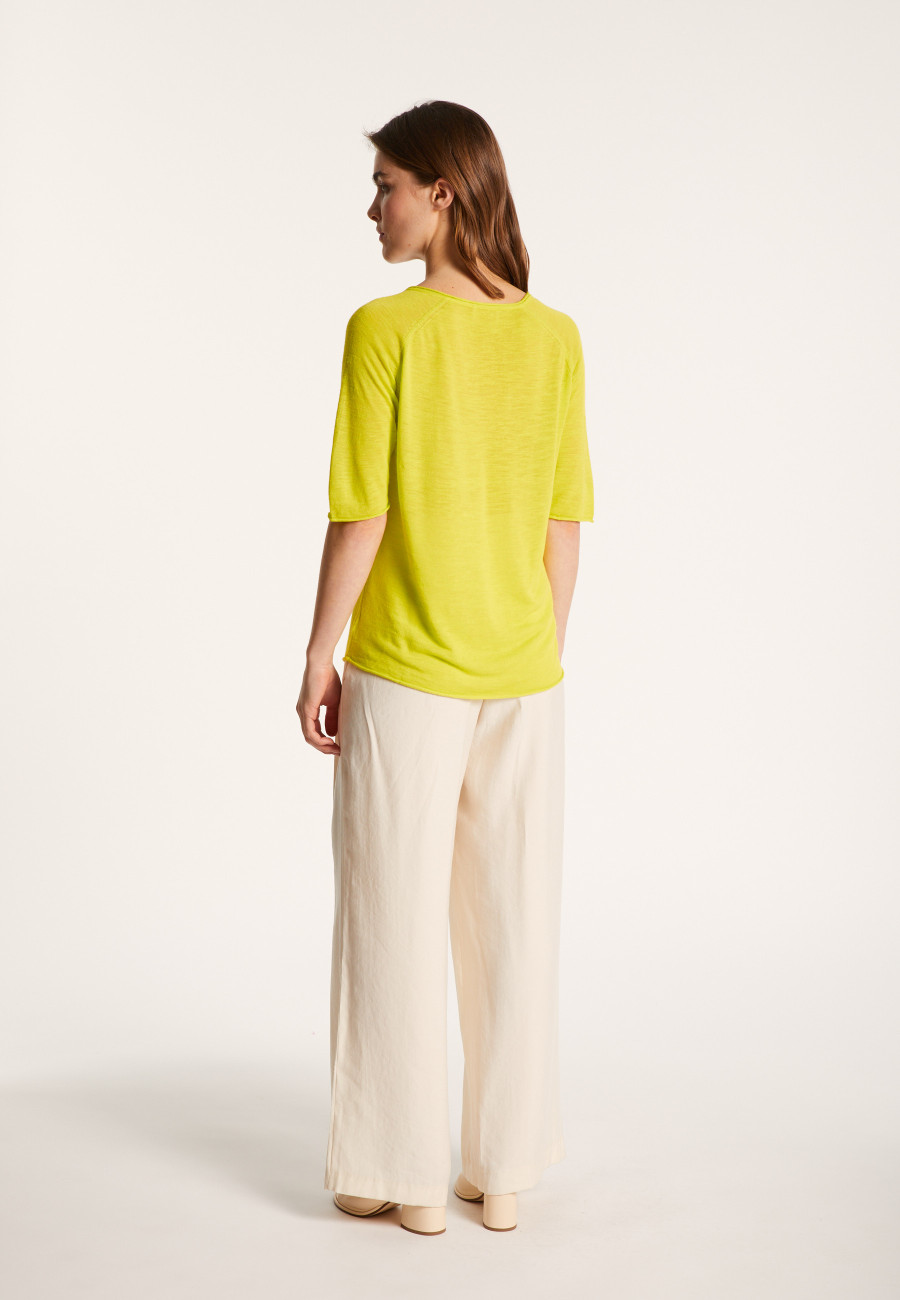 Flamed linen elbow sleeve t-shirt - Bonbon