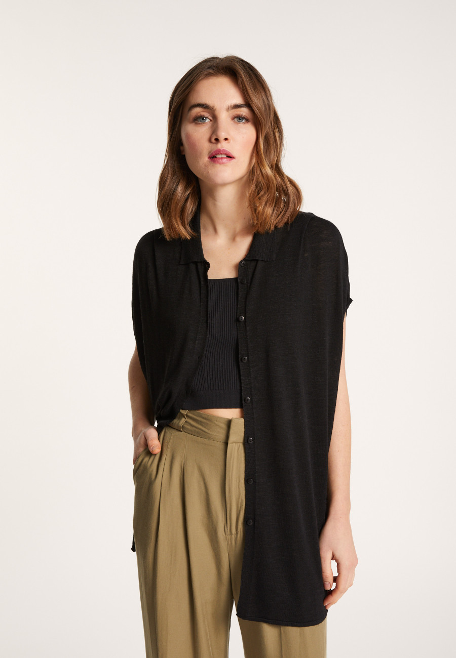 Long slub linen vest - Nora