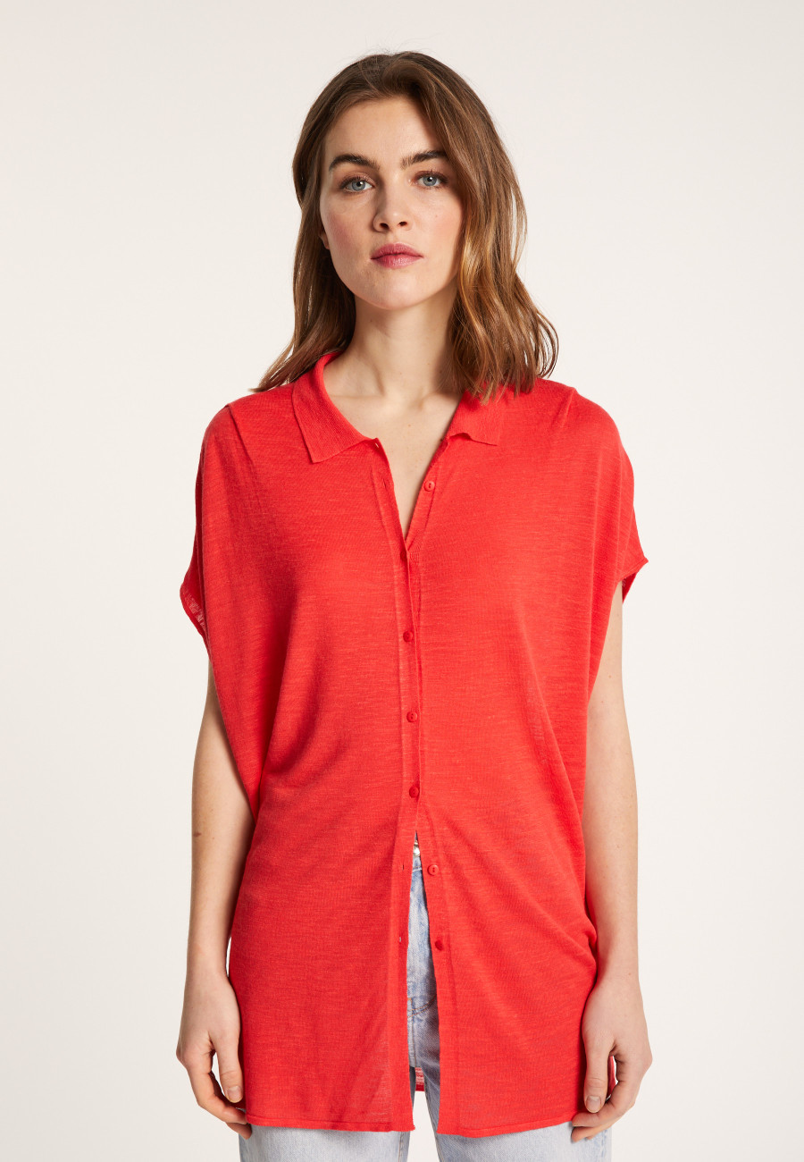 Long slub linen vest - Nora