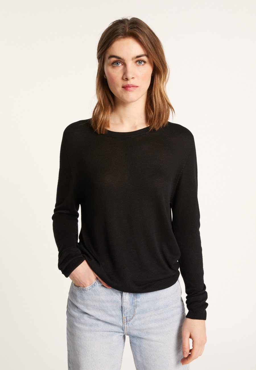 Round neck sweater in viscose and silk - Ninon