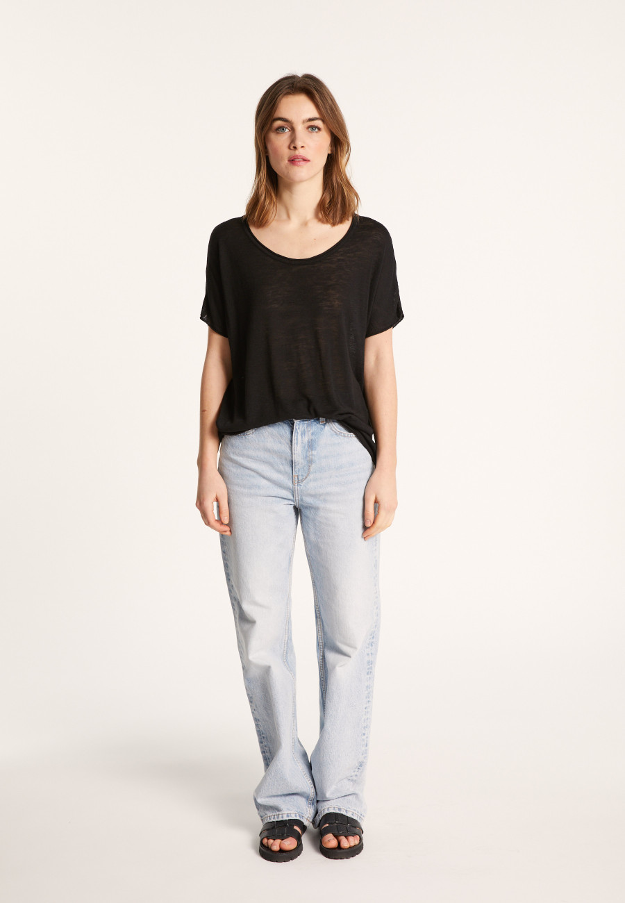 Round-neck slub linen T-shirt - Loli