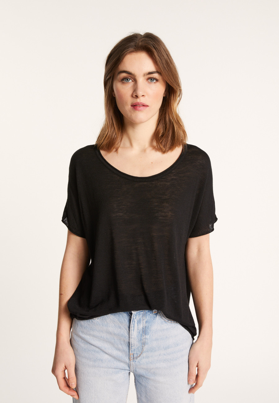 Round-neck slub linen T-shirt - Loli