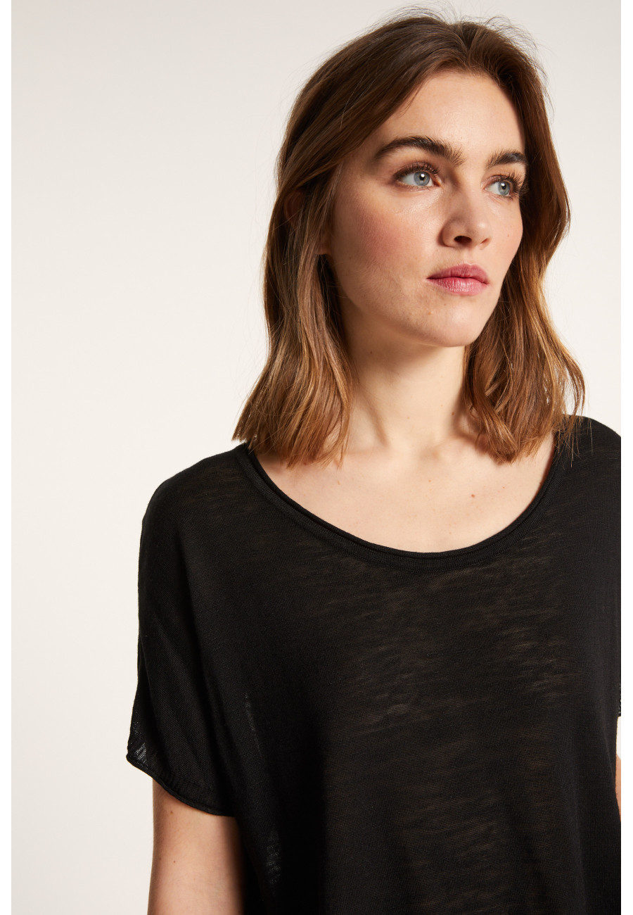 Round-neck slub linen T-shirt - Loli