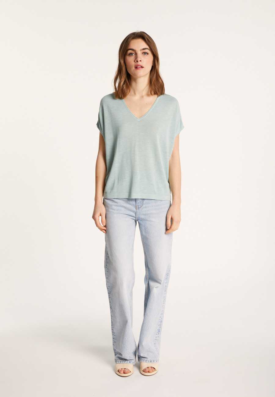 T-shirt col V en lin flammé - Larra