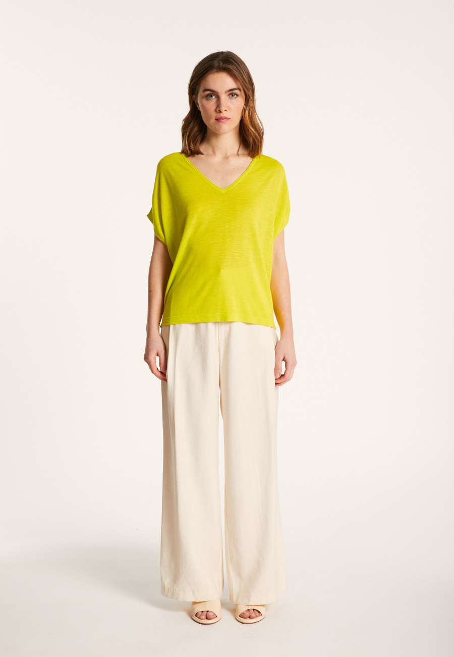 T-shirt col V en lin flammé - Larra