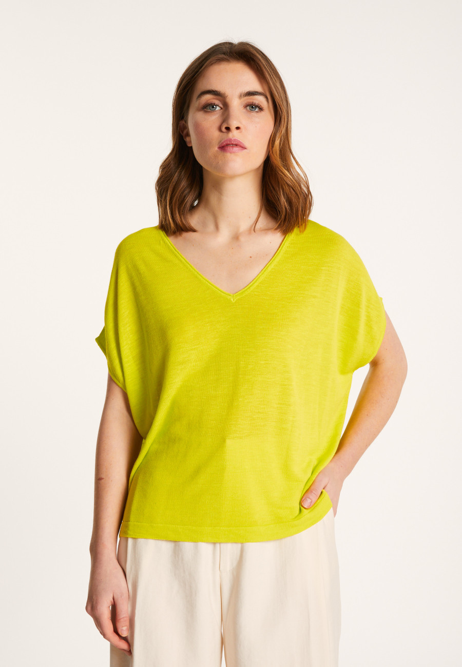 T-shirt col V en lin flammé - Larra
