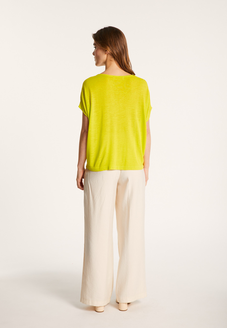 Flamed linen V-neck loose T-shirt - Marra