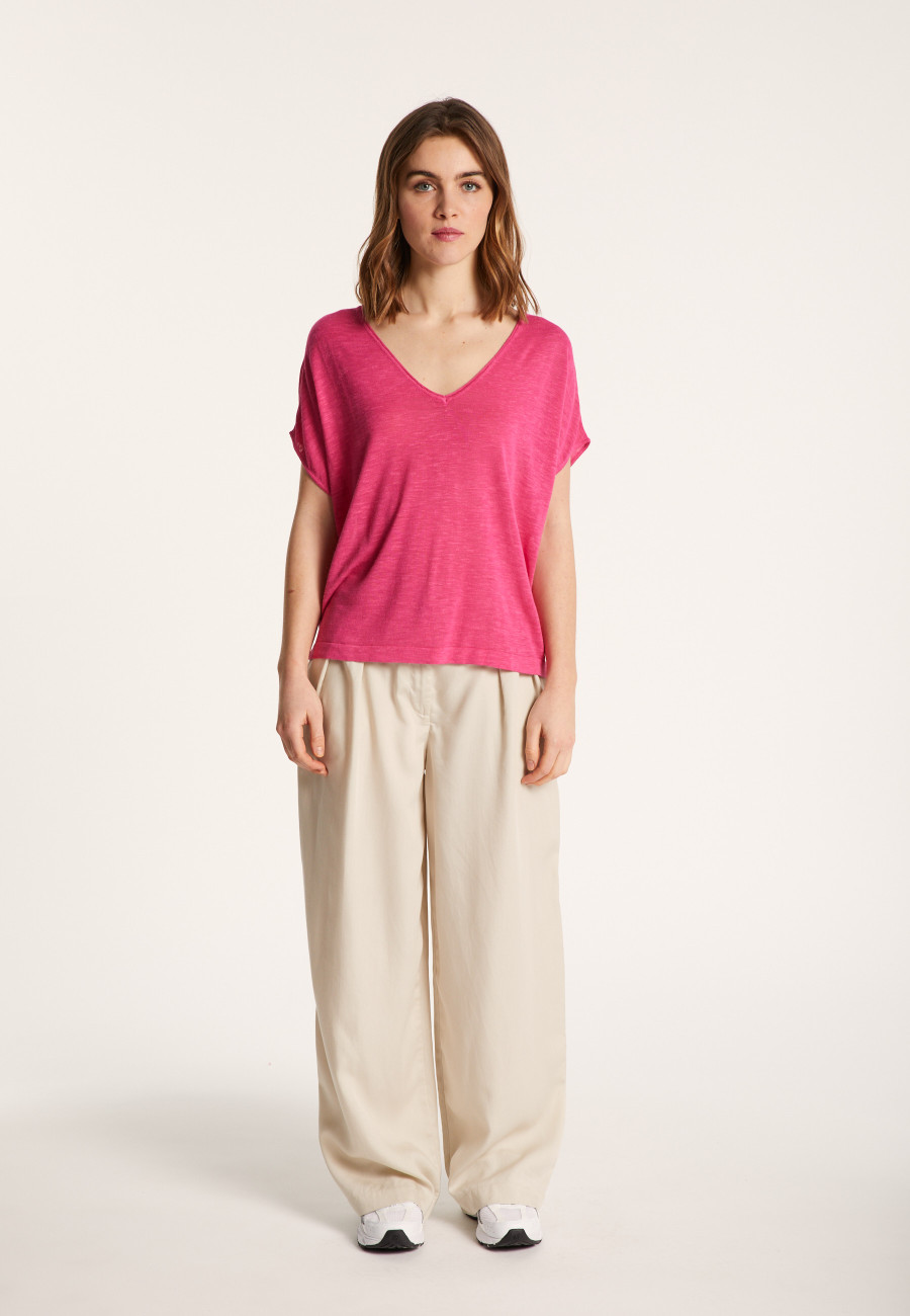 T-shirt col V en lin flammé - Larra