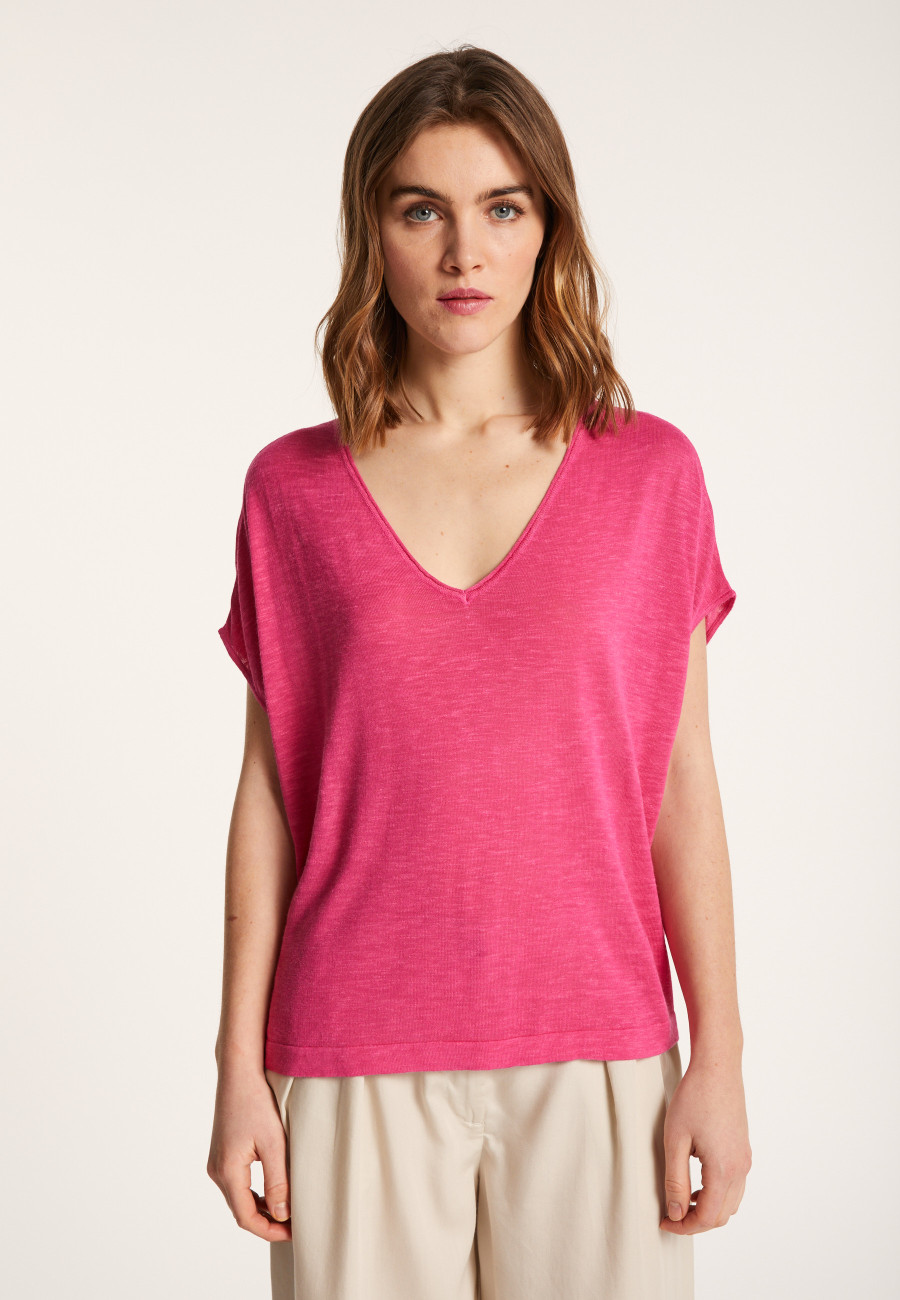 T-shirt col V en lin flammé - Larra