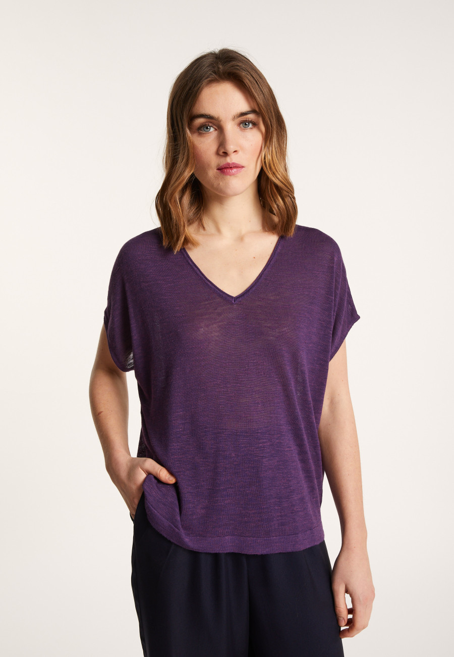 T-shirt col V en lin flammé - Larra