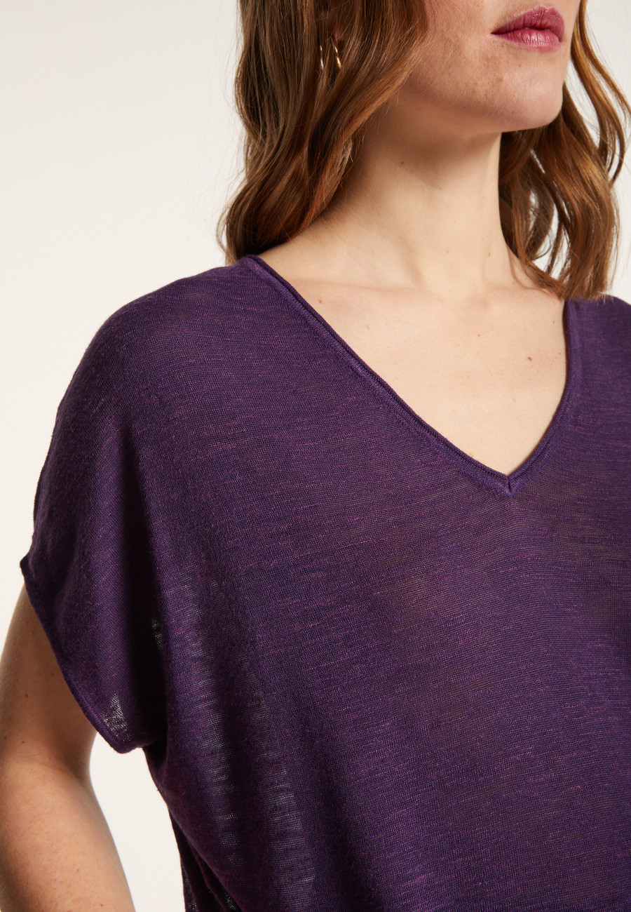 T-shirt col V en lin flammé - Larra