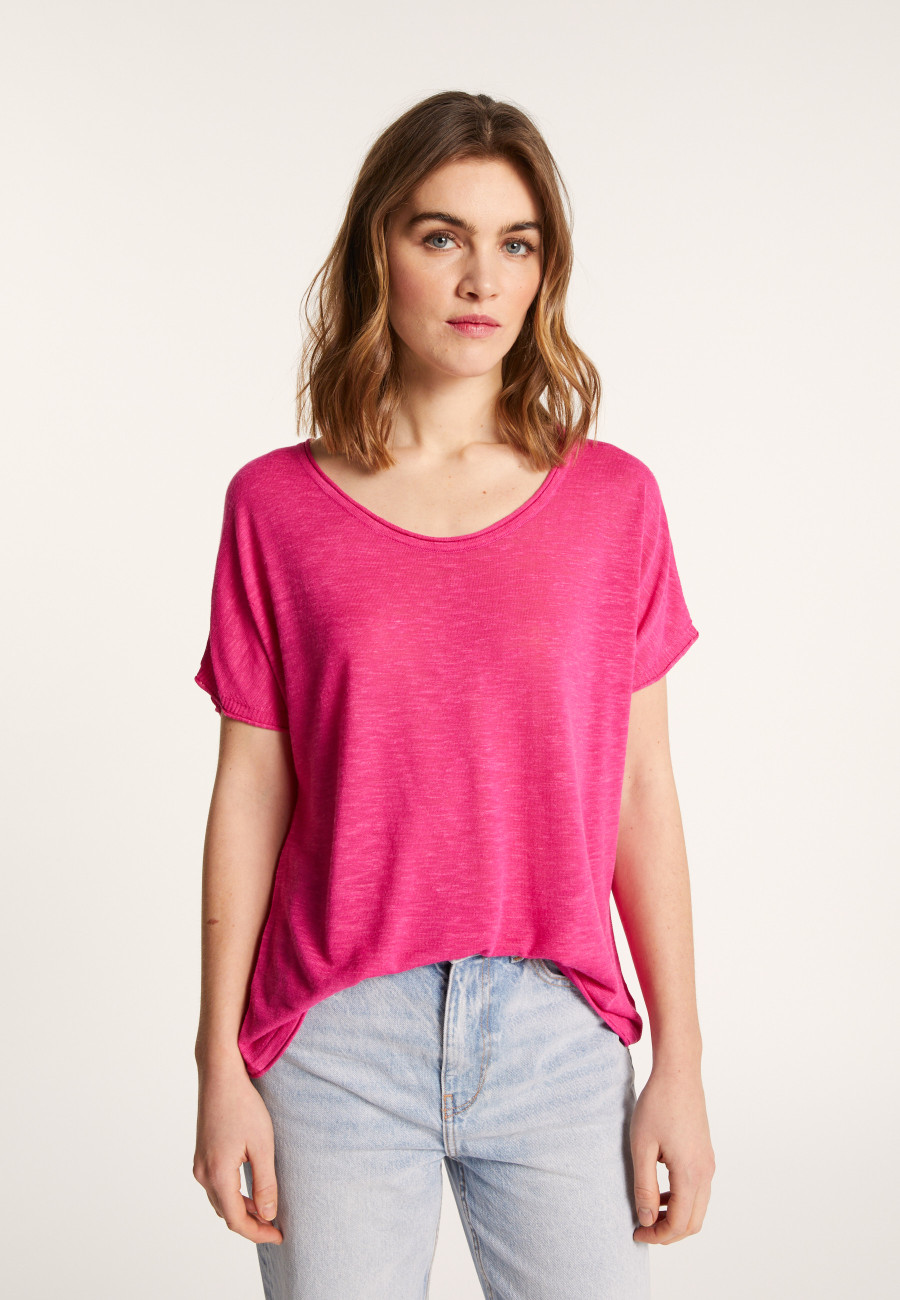 Round-neck slub linen T-shirt - Loli