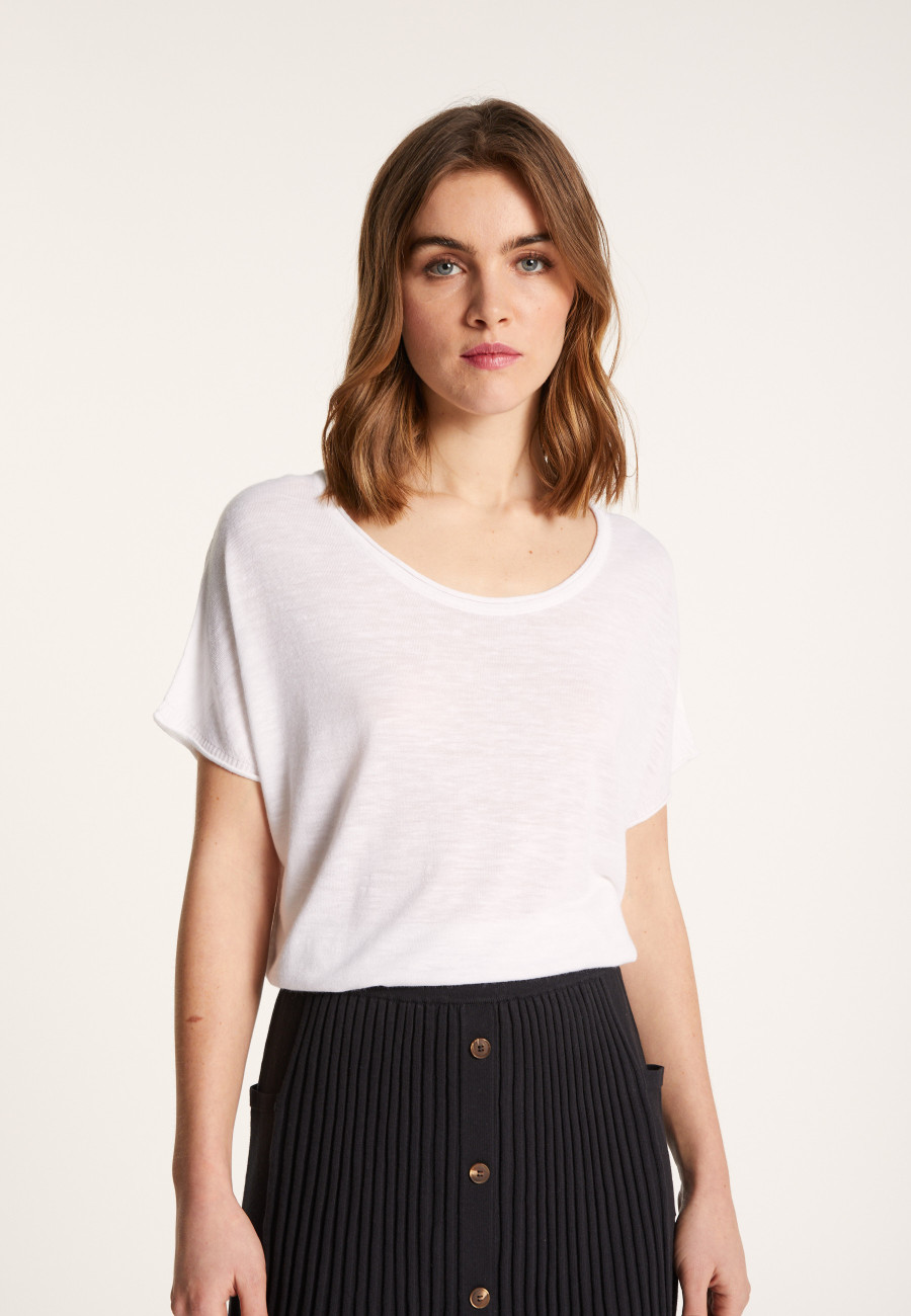 Round-neck slub linen T-shirt - Loli