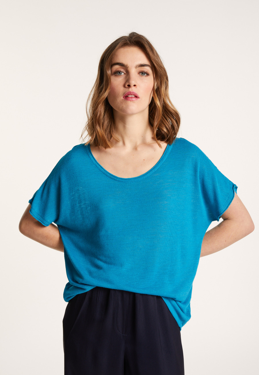 Round-neck slub linen T-shirt - Loli