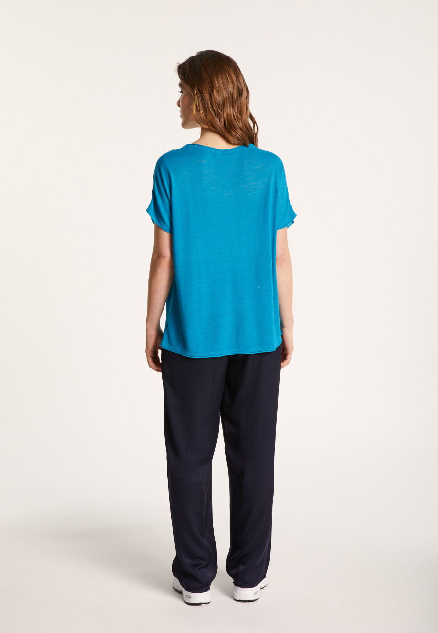 T-shirt col rond en lin flammé - Loli