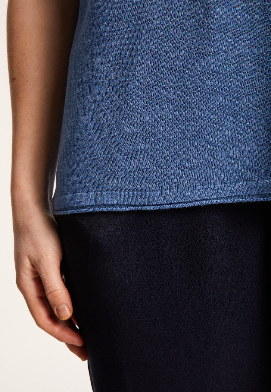 T-shirt col rond en lin flammé - Loli