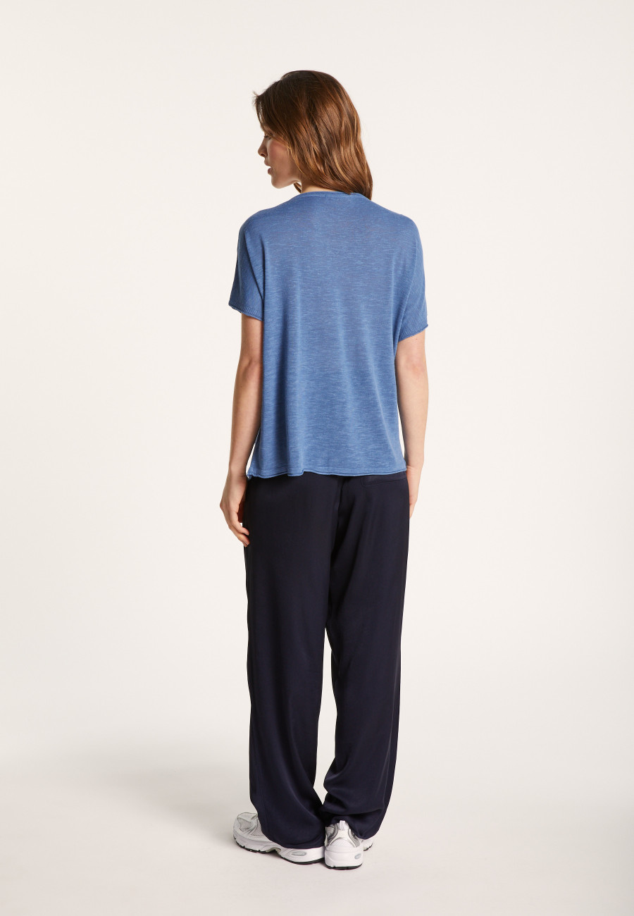 T-shirt col rond en lin flammé - Loli