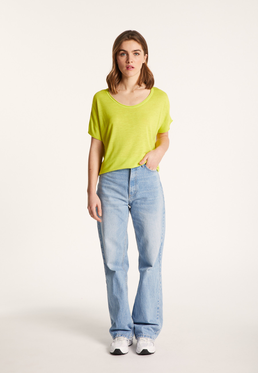 T-shirt col rond en lin flammé - Loli