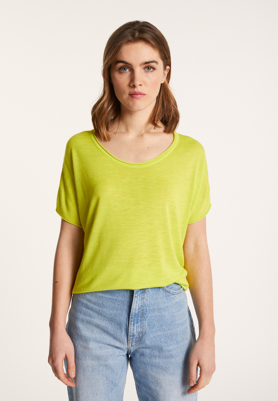 T-shirt col rond en lin flammé - Loli