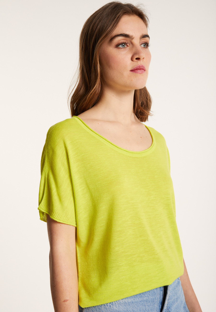 T-shirt col rond en lin flammé - Loli