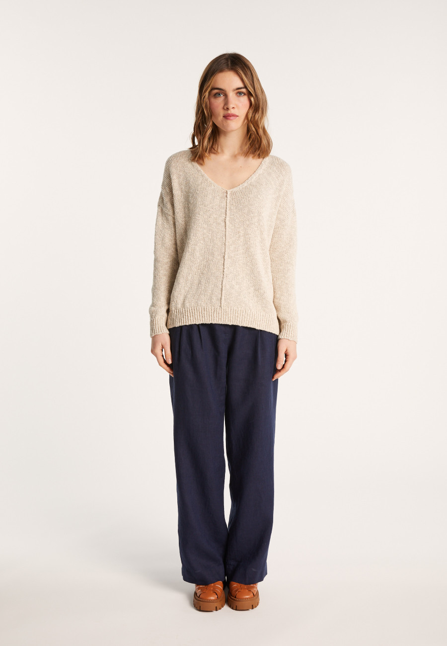 Loose cotton and linen jumper - Nathalie
