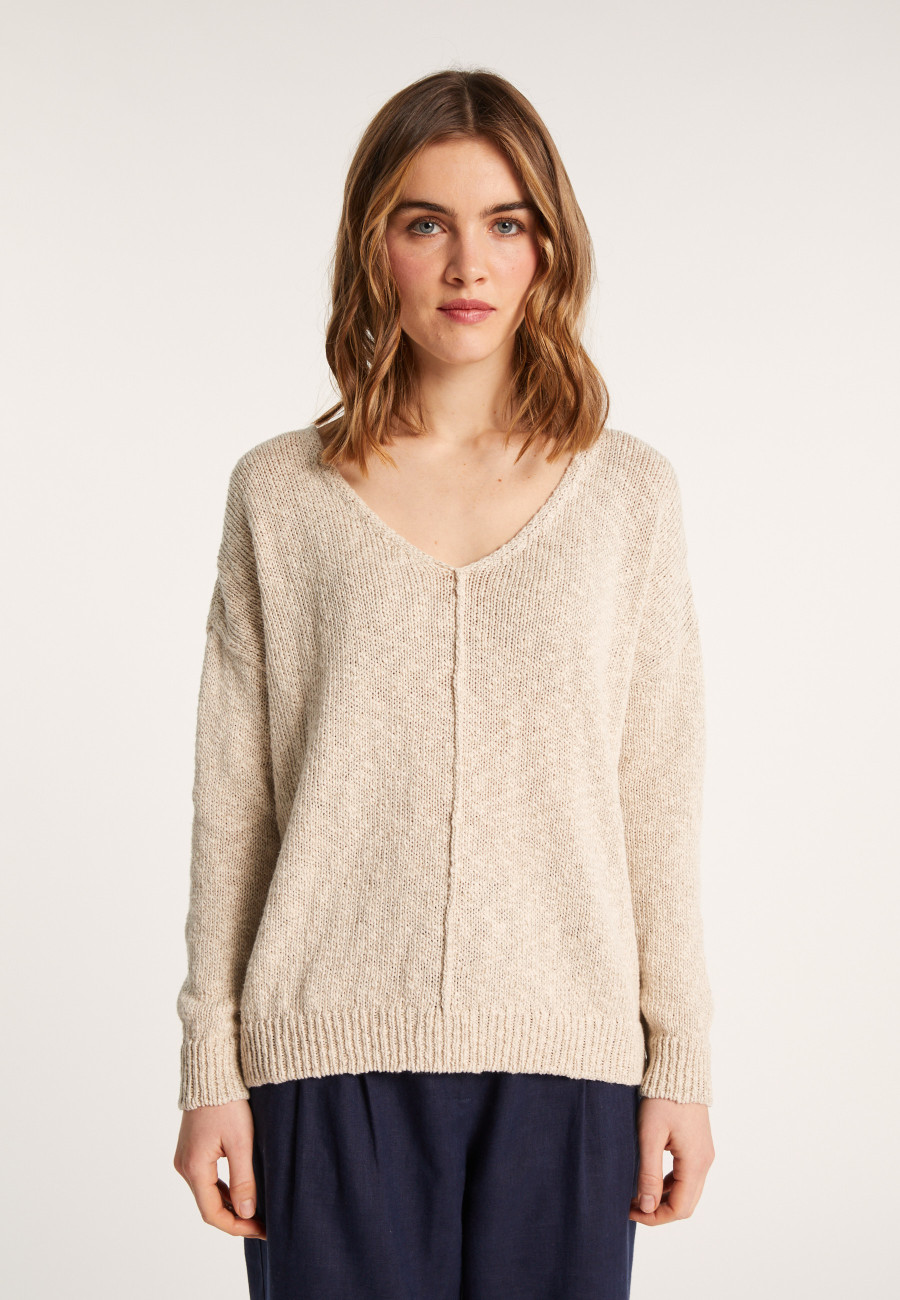 Loose cotton and linen jumper - Nathalie