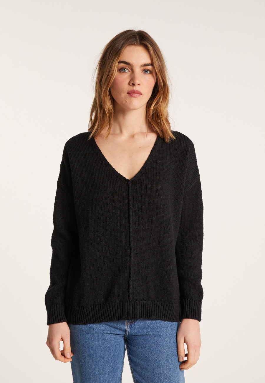 Suéter solto de algodão e linho - Nathalie