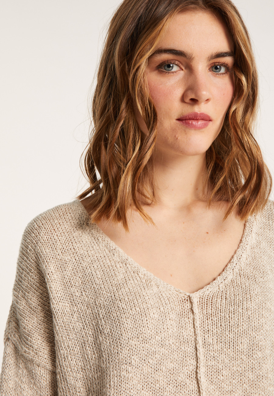 Loose cotton and linen jumper - Nathalie