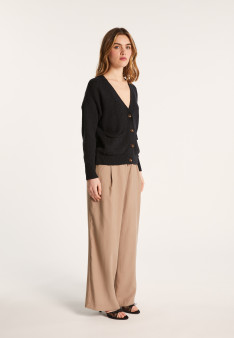 Gilet col V en coton et lin - Nais